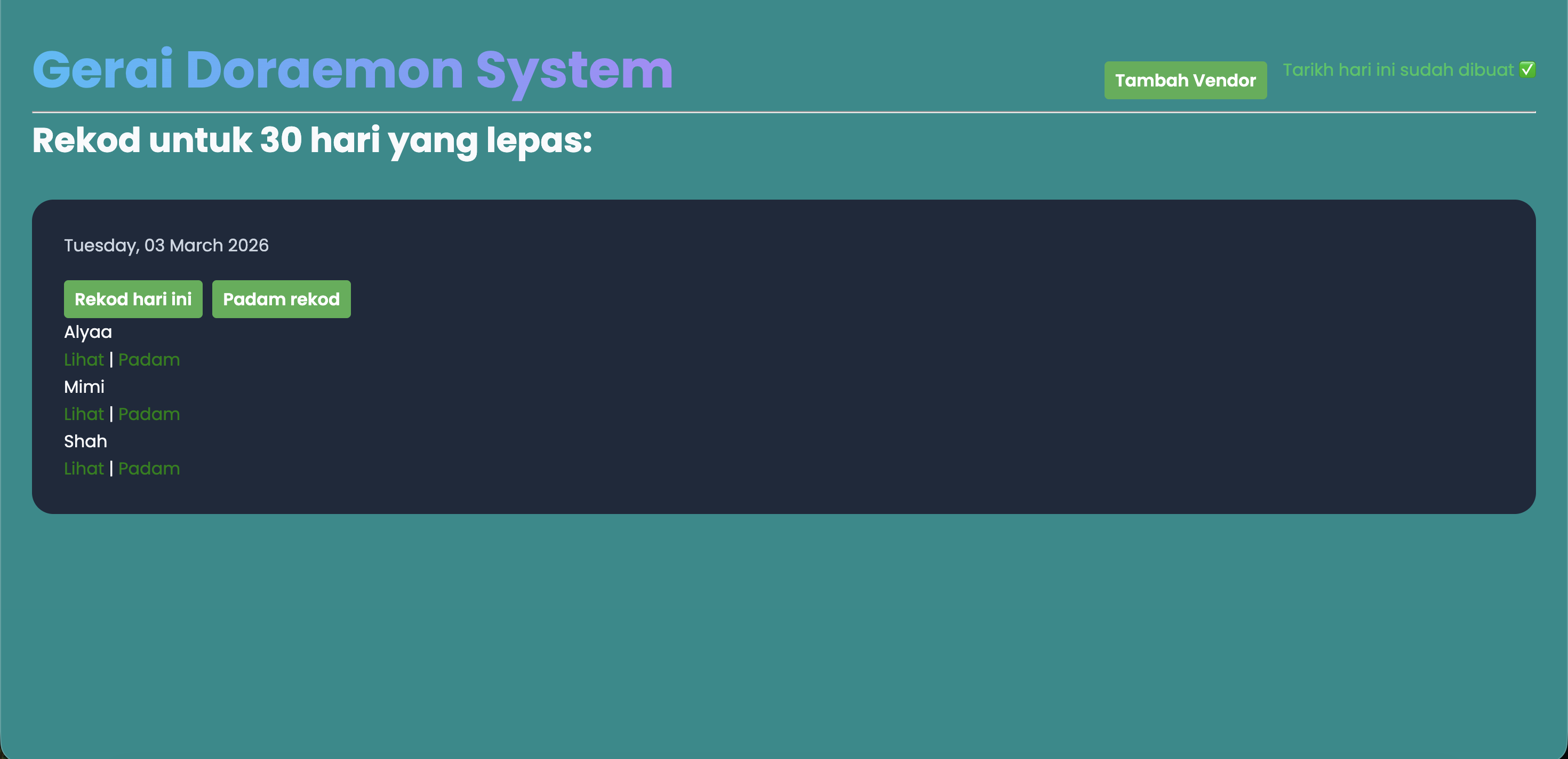 Vendor Management Screenshot 1